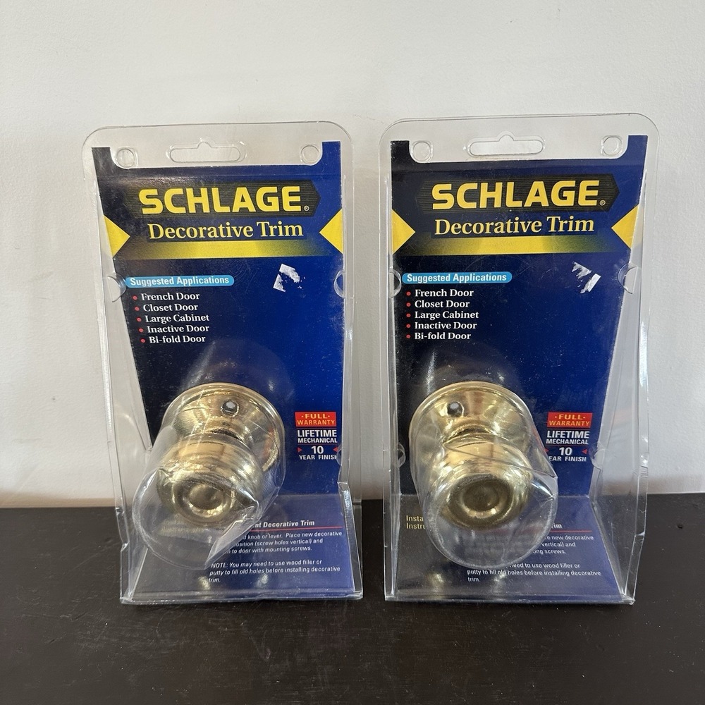 VTG New (2) SCHLAGE Plymouth Brass Door Dummy Knobs Non Turning Decorative‎